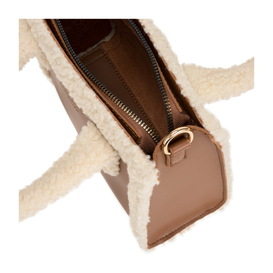 Square Shearling Grab Bag | Brown