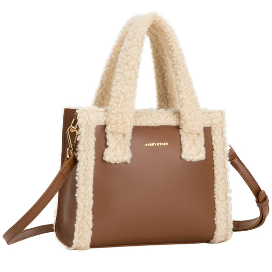 Every Other Square Shearling Grab Bag | Brown