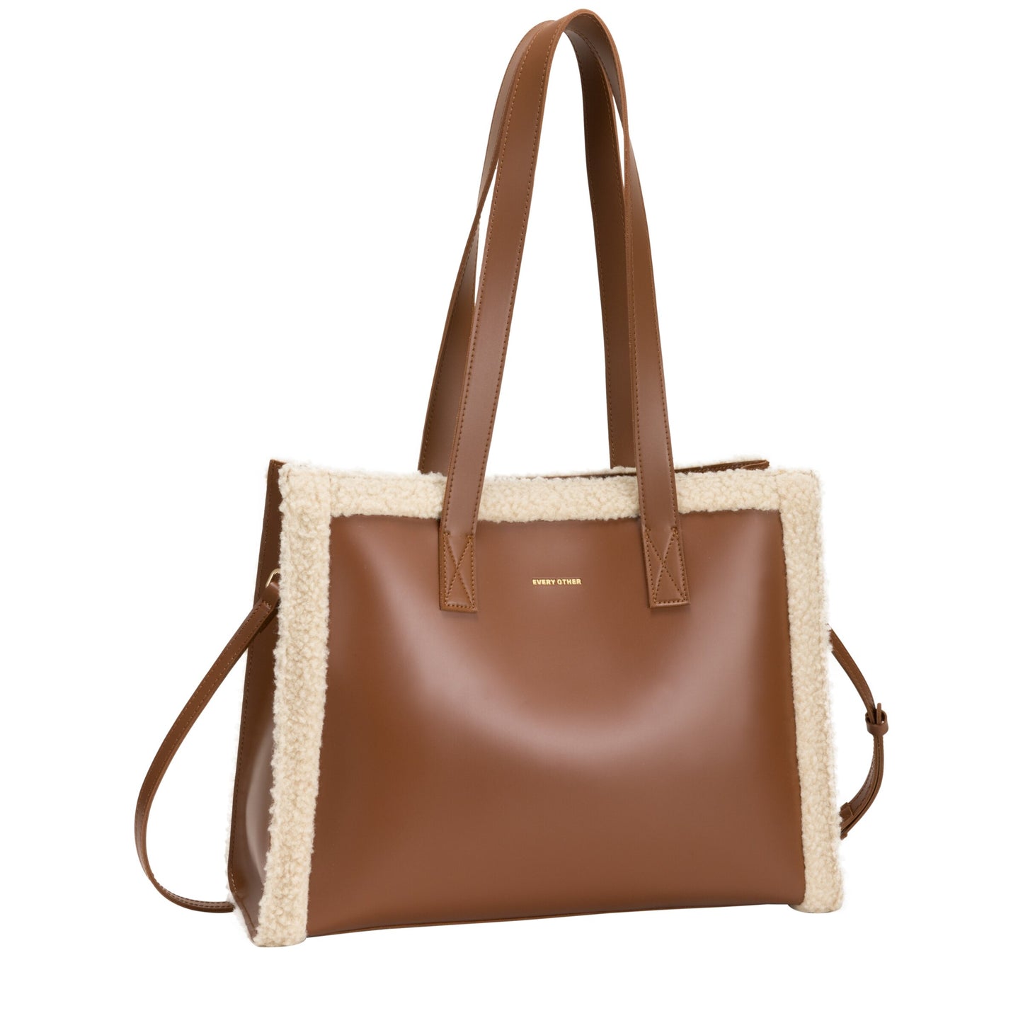 Square Shearling Tote Bag | Brown