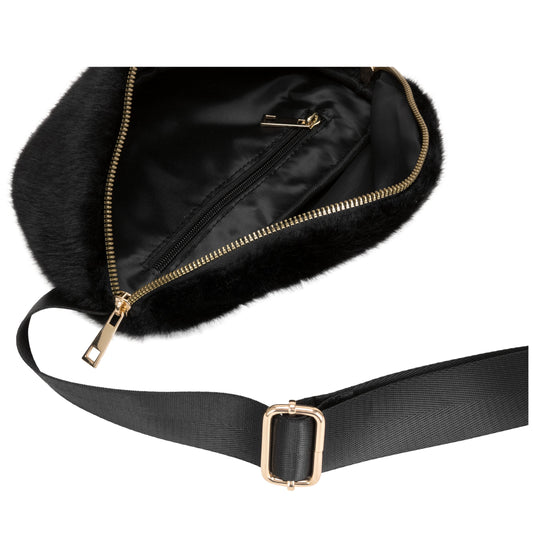 Faux Fur Sling Bag | Black