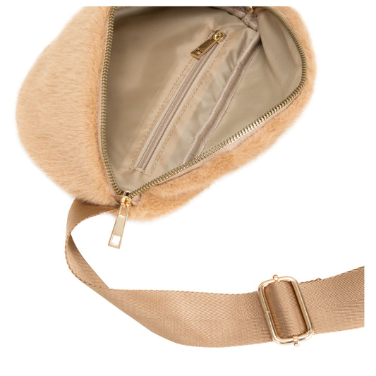 Faux Fur Sling Bag | Tan