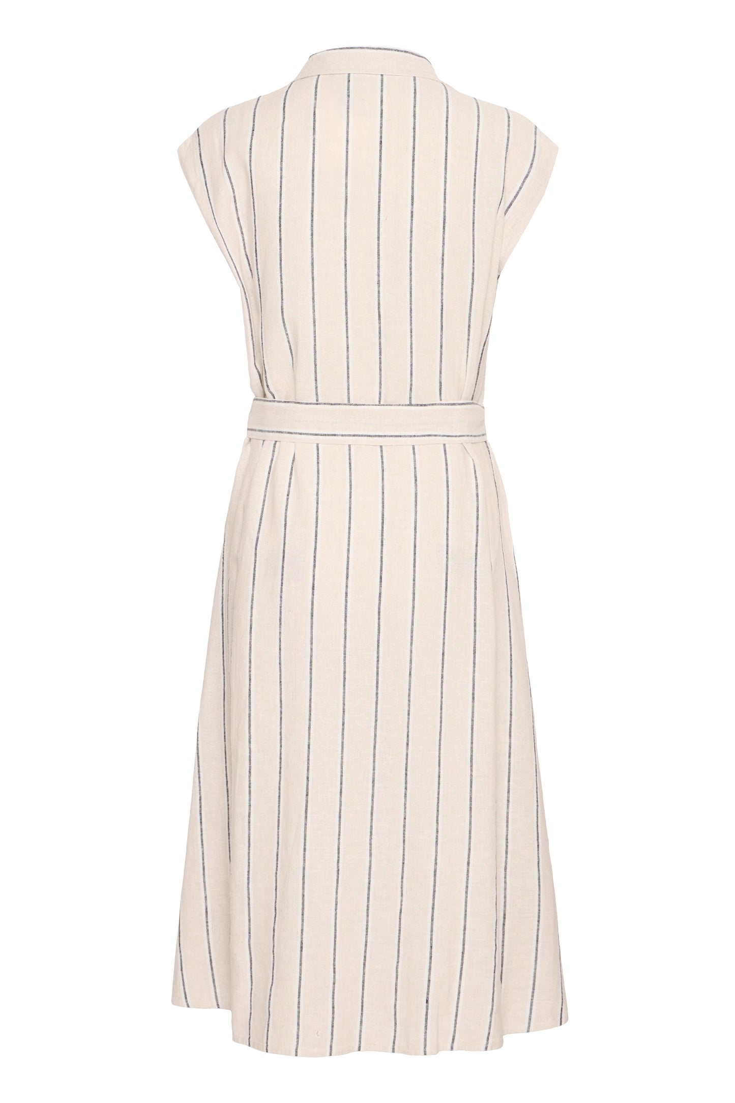 Ichi Linno Dress | Natural Ecru Stripe