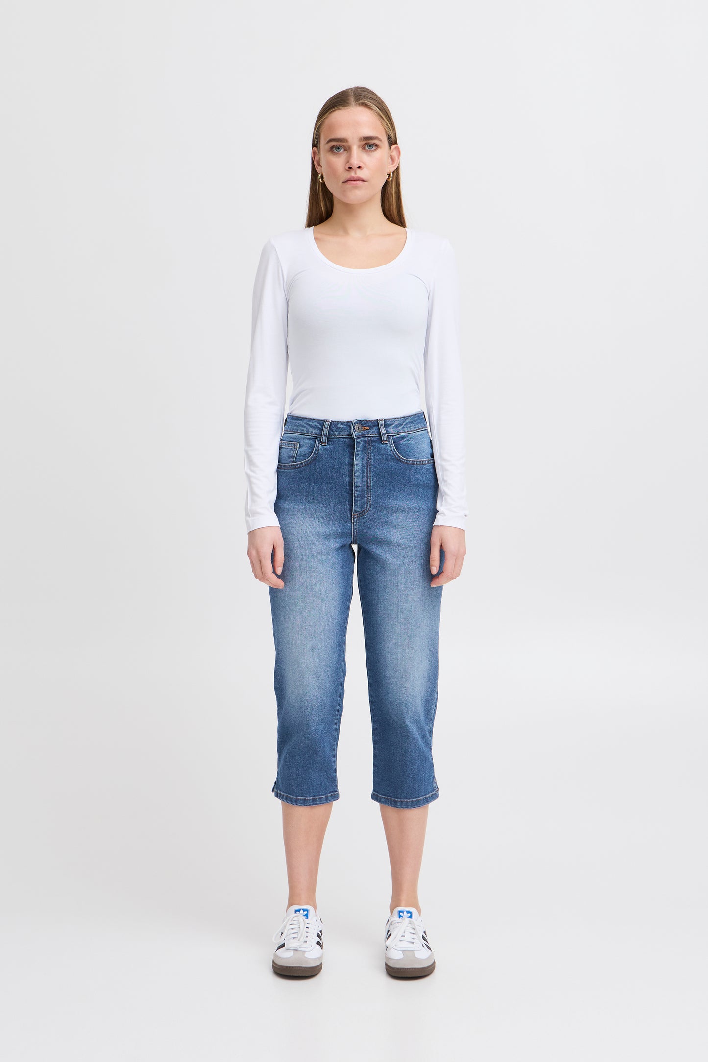 Ichi Ihtwiggy Capri Jeans | Washed Medium Blue
