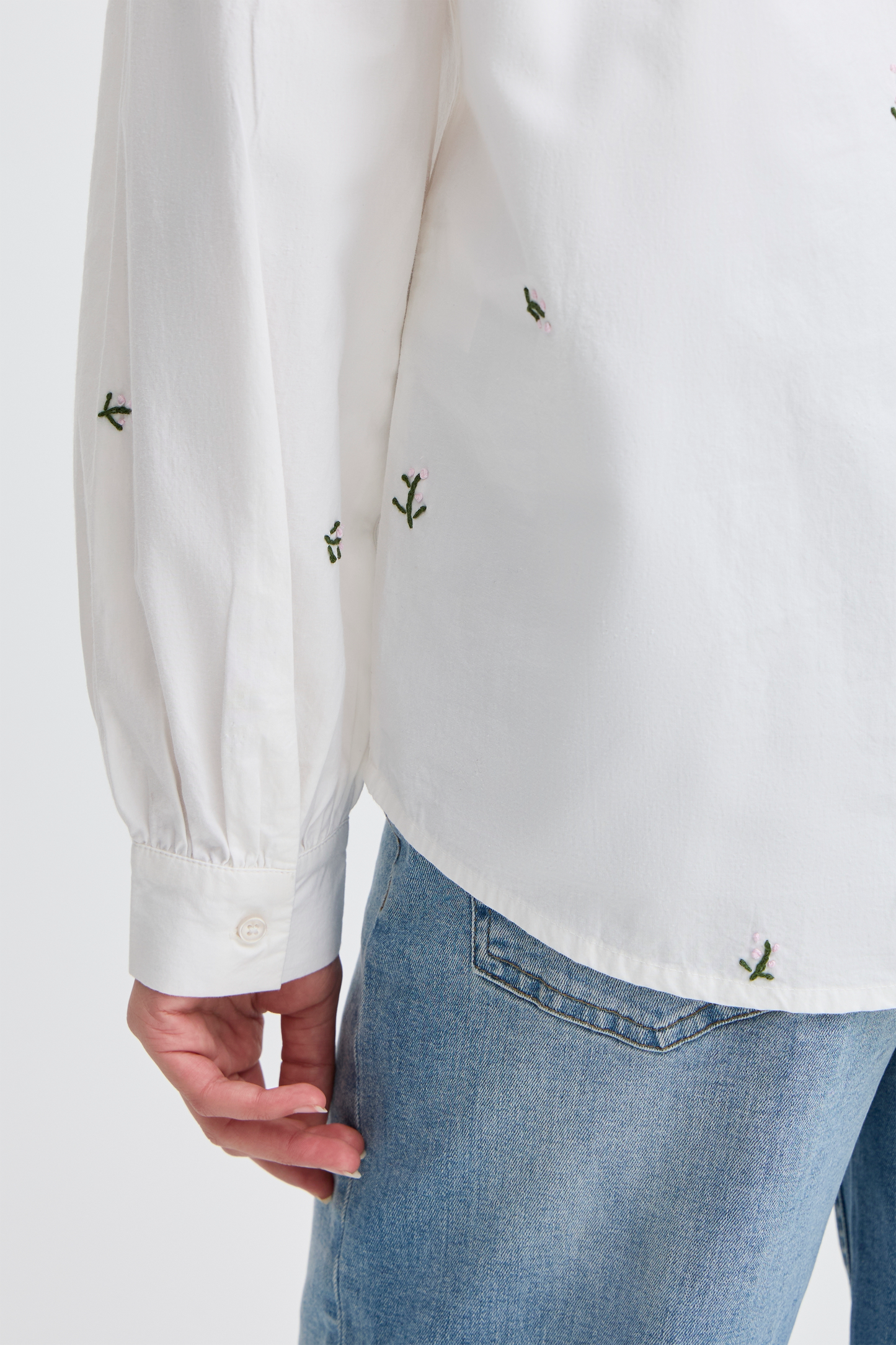 Ichi Sanaz Shirt | Alaskan Blue Flower Emb
