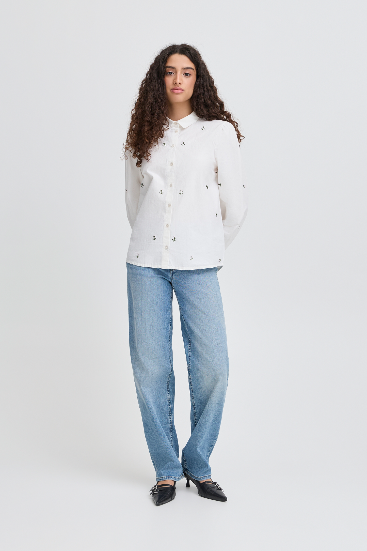 Ichi Sanaz Shirt | Alaskan Blue Flower Emb
