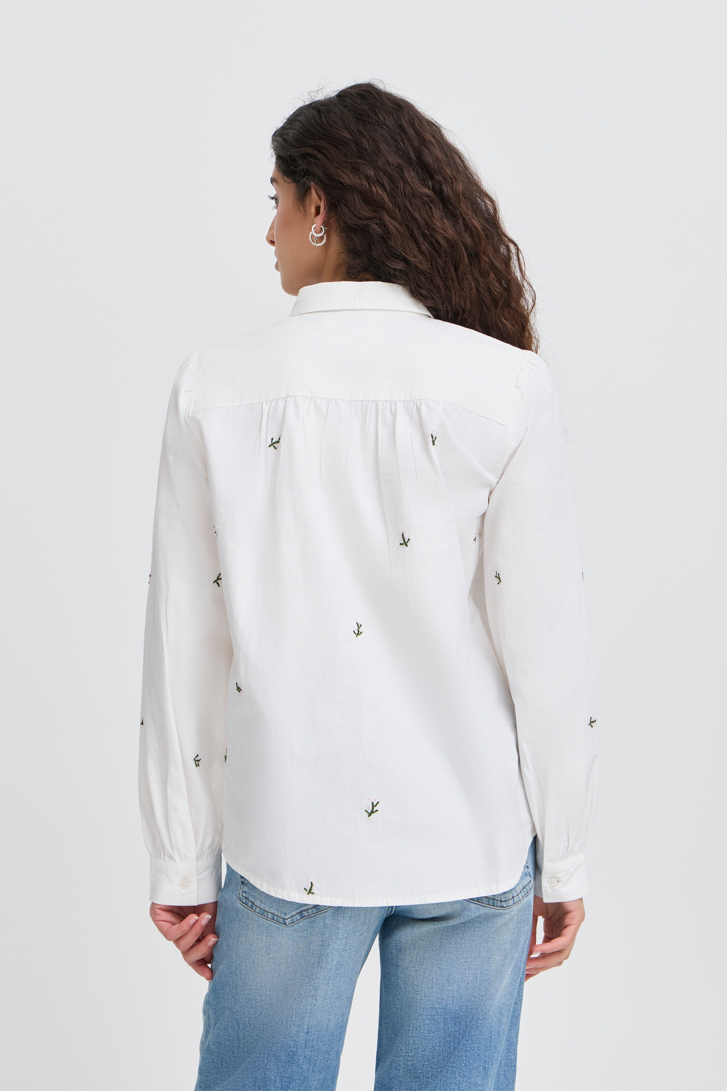 Ichi Sanaz Shirt | Alaskan Blue Flower Emb