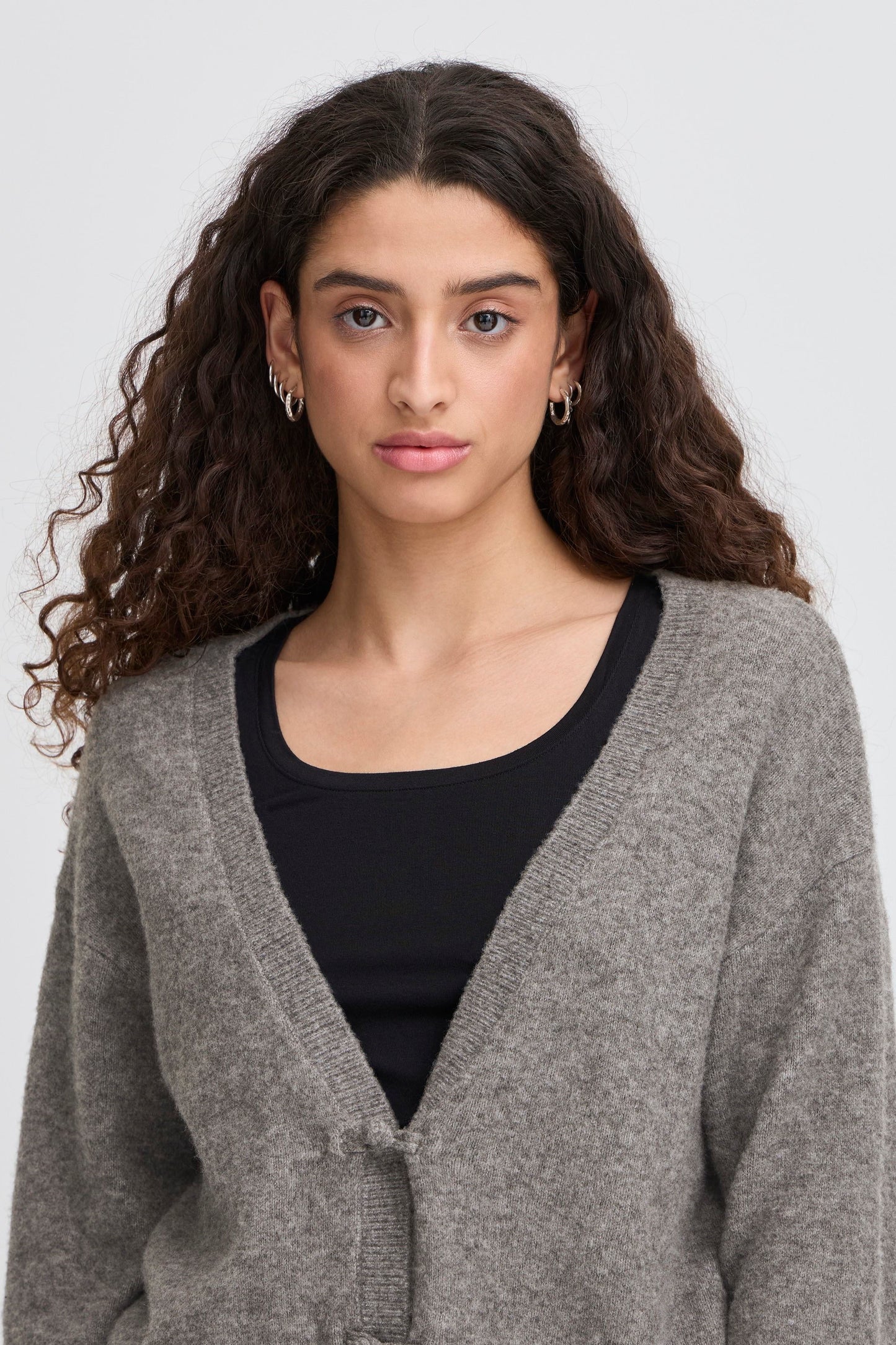 Ichi Dasila Cardigan | Dark Grey Melange