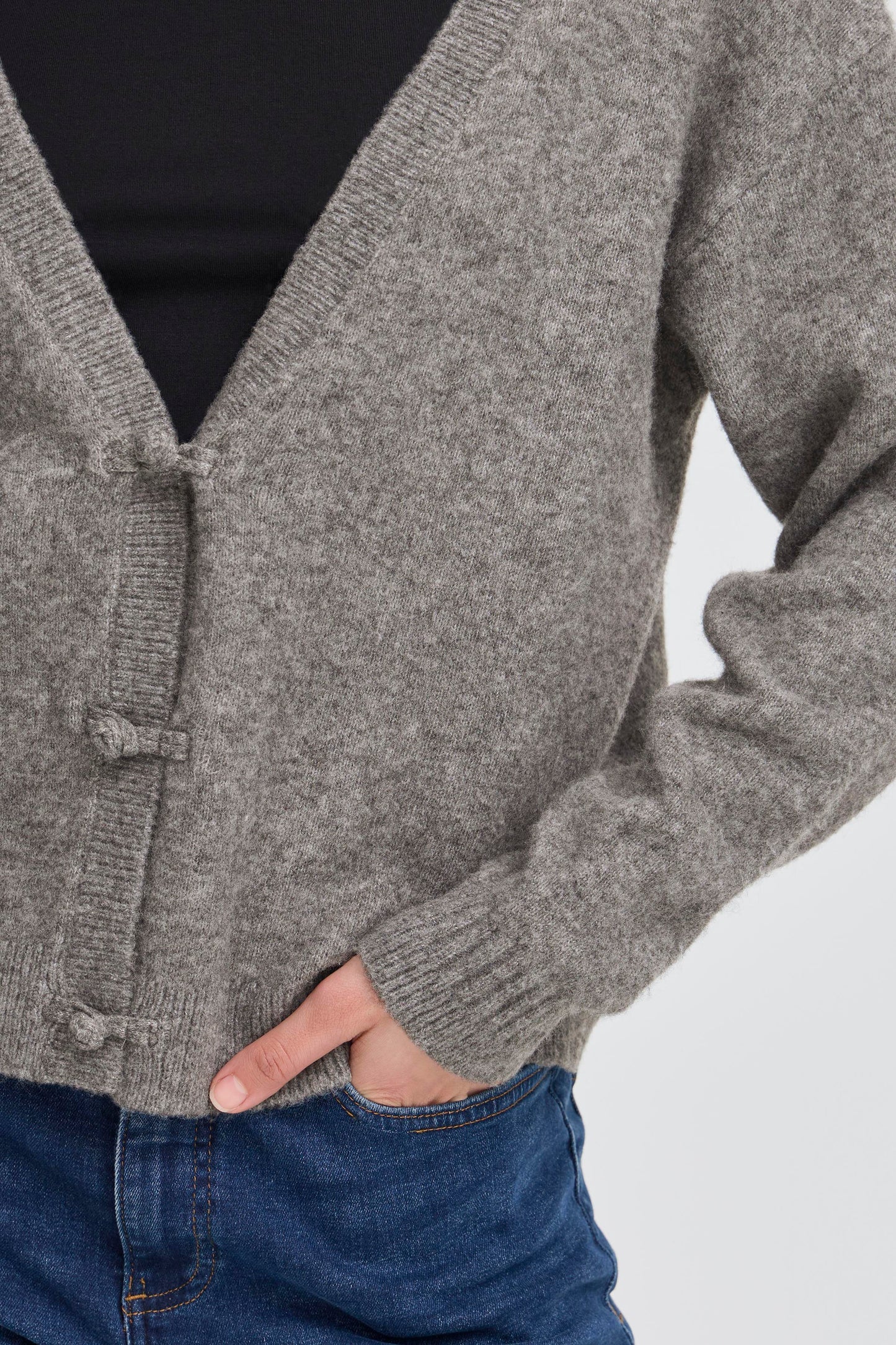 Ichi Dasila Cardigan | Dark Grey Melange