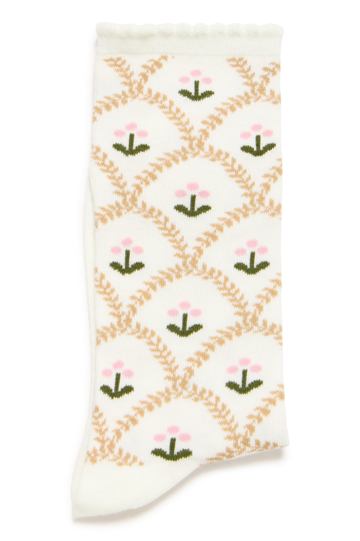 Ichi Floral Socks | Travertine