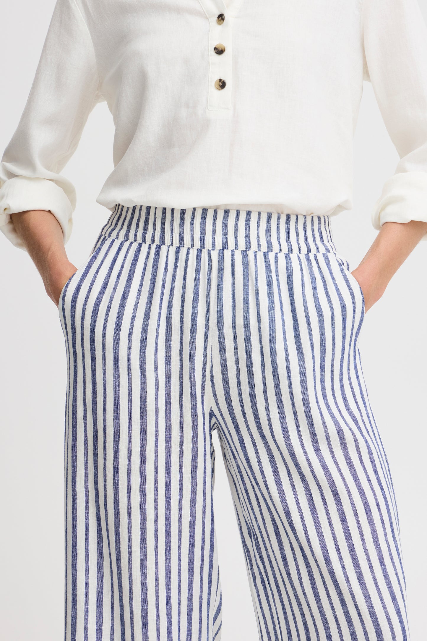 B Young Byfalakka Crop Pants | Marshmallow Stripe Mix