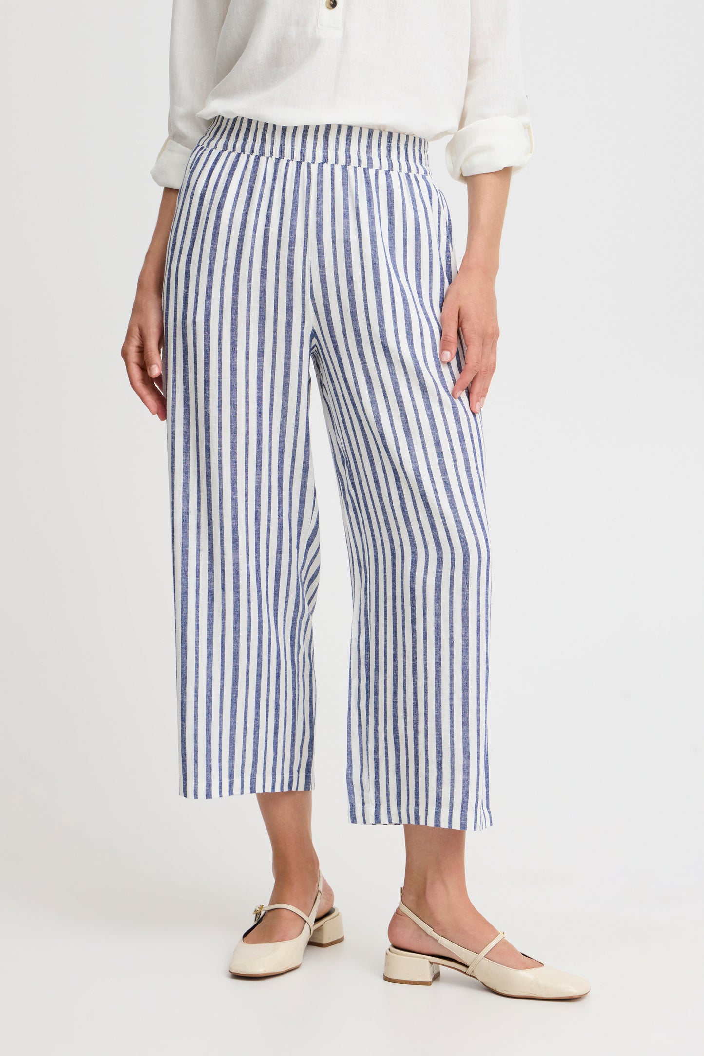 B Young Byfalakka Crop Pants | Marshmallow Stripe Mix