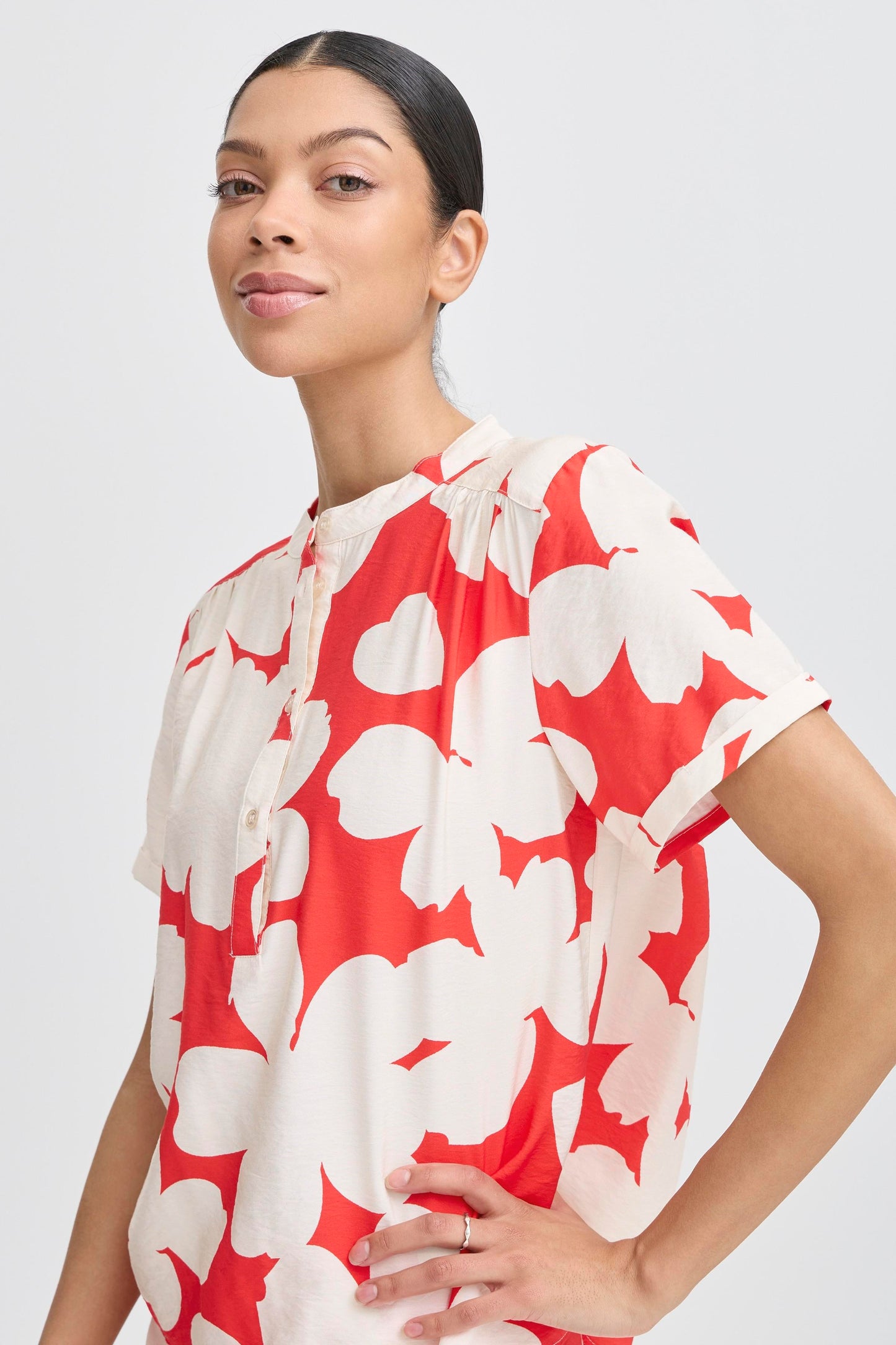 B Young Byibine Short Sleeve Shirt | Flame Flower Mix