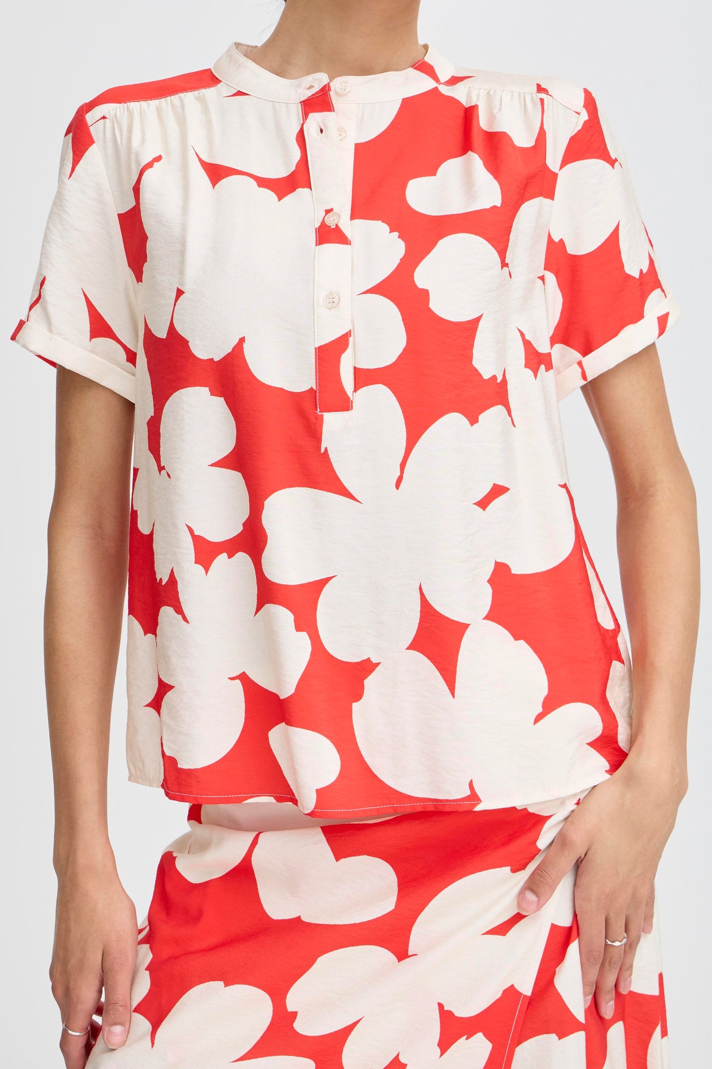 B Young Byibine Short Sleeve Shirt | Flame Flower Mix
