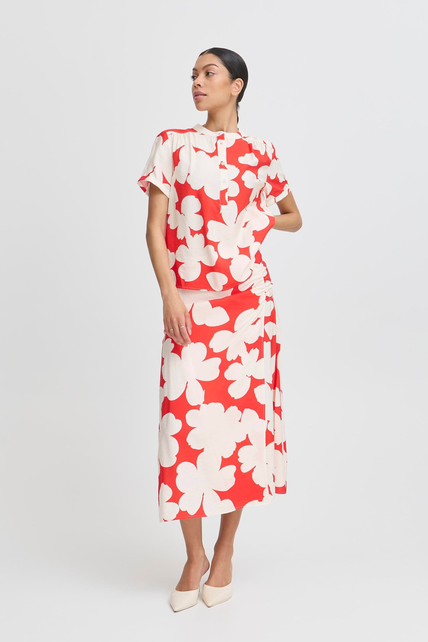 B Young Byibine Short Sleeve Shirt | Flame Flower Mix