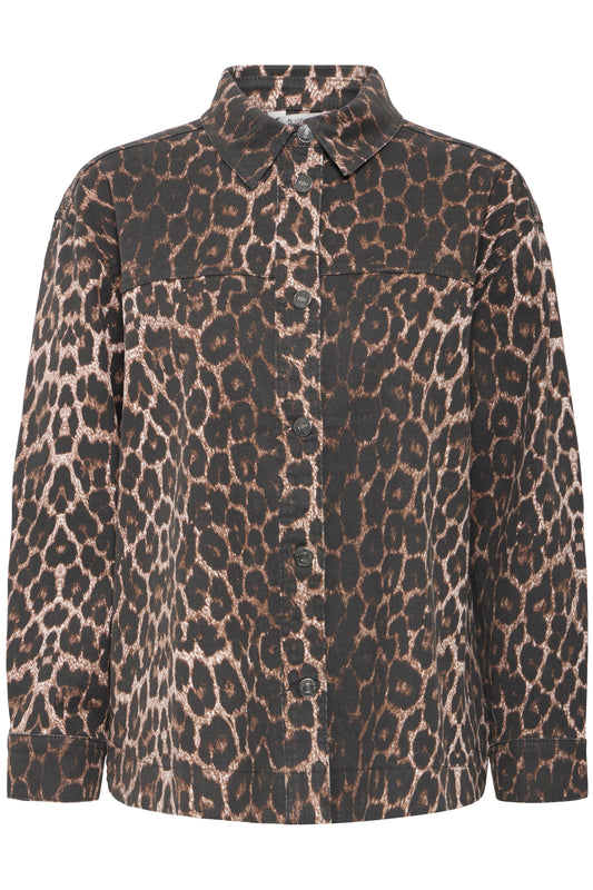 B Young ByKenna Shirt | Denim Leopard Mix