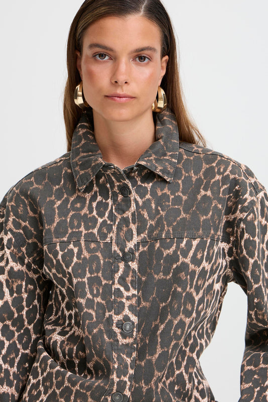 B Young Kenna Shirt | Denim Leopard Mix