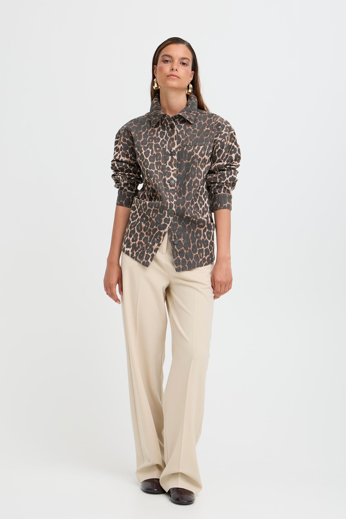 B Young Kenna Shirt | Denim Leopard Mix