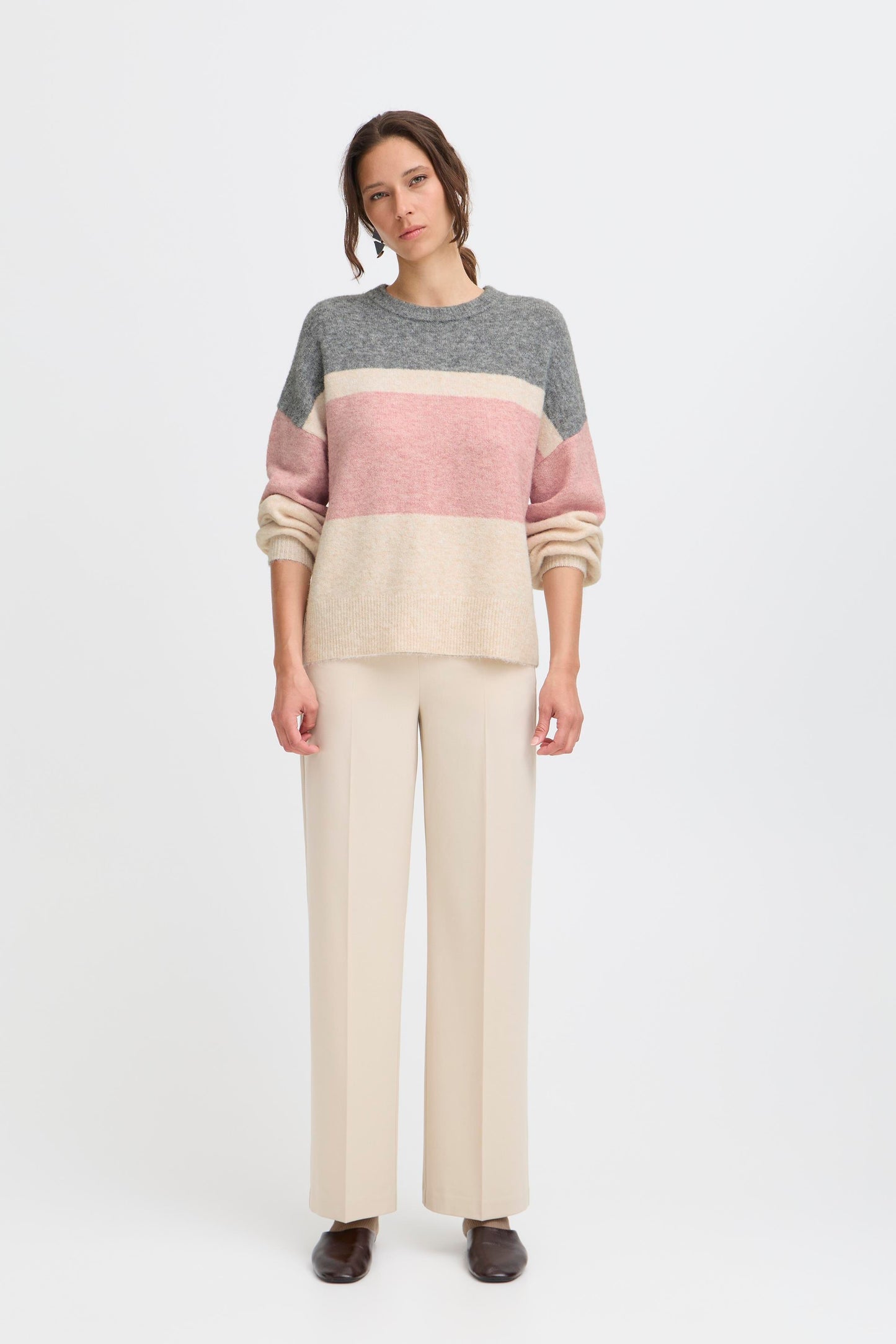 B Young Byomea Round Neck Jumper | Pale Mauve Mix