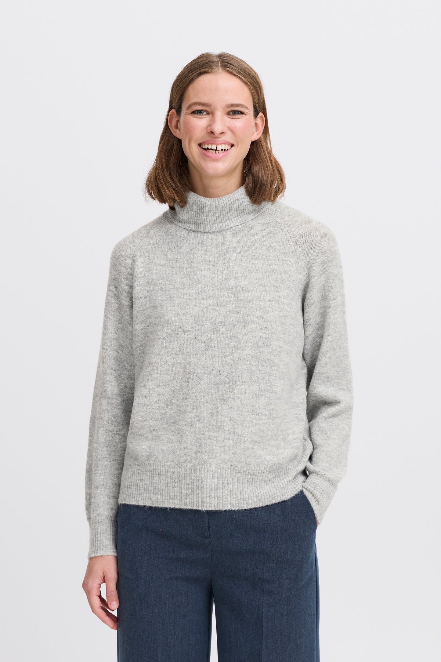 B Young Monna Rollneck | Mid Grey Melange