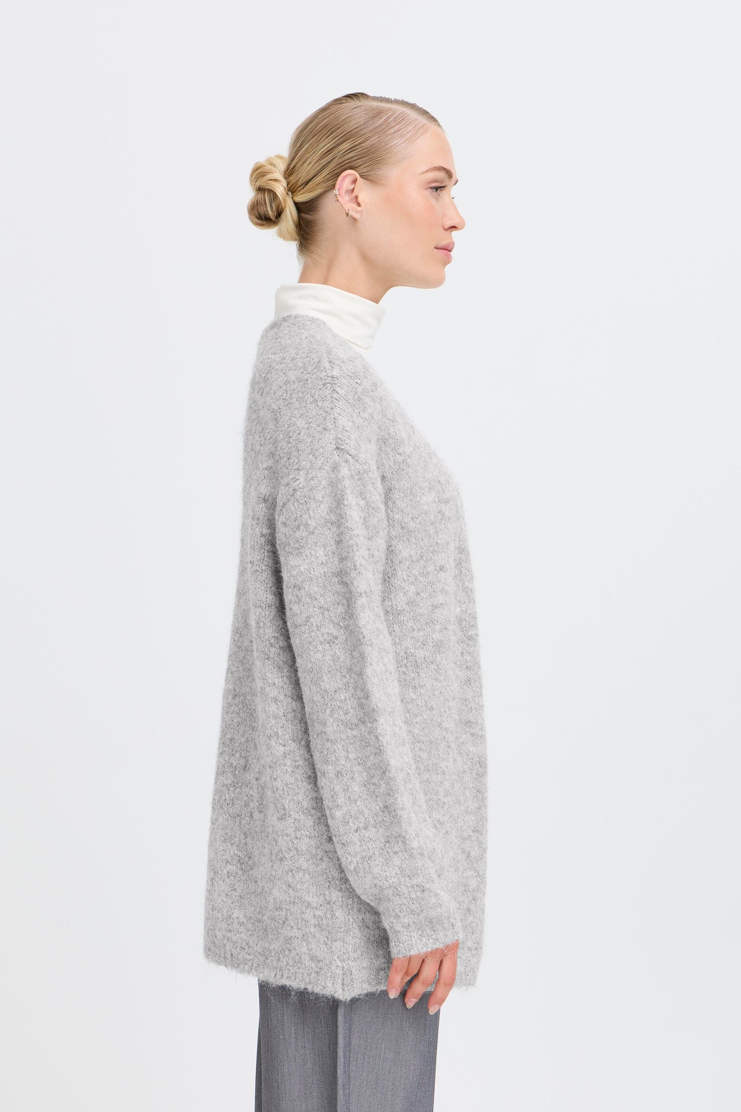B Young Bymillers Cardigan | Mid Grey Melange