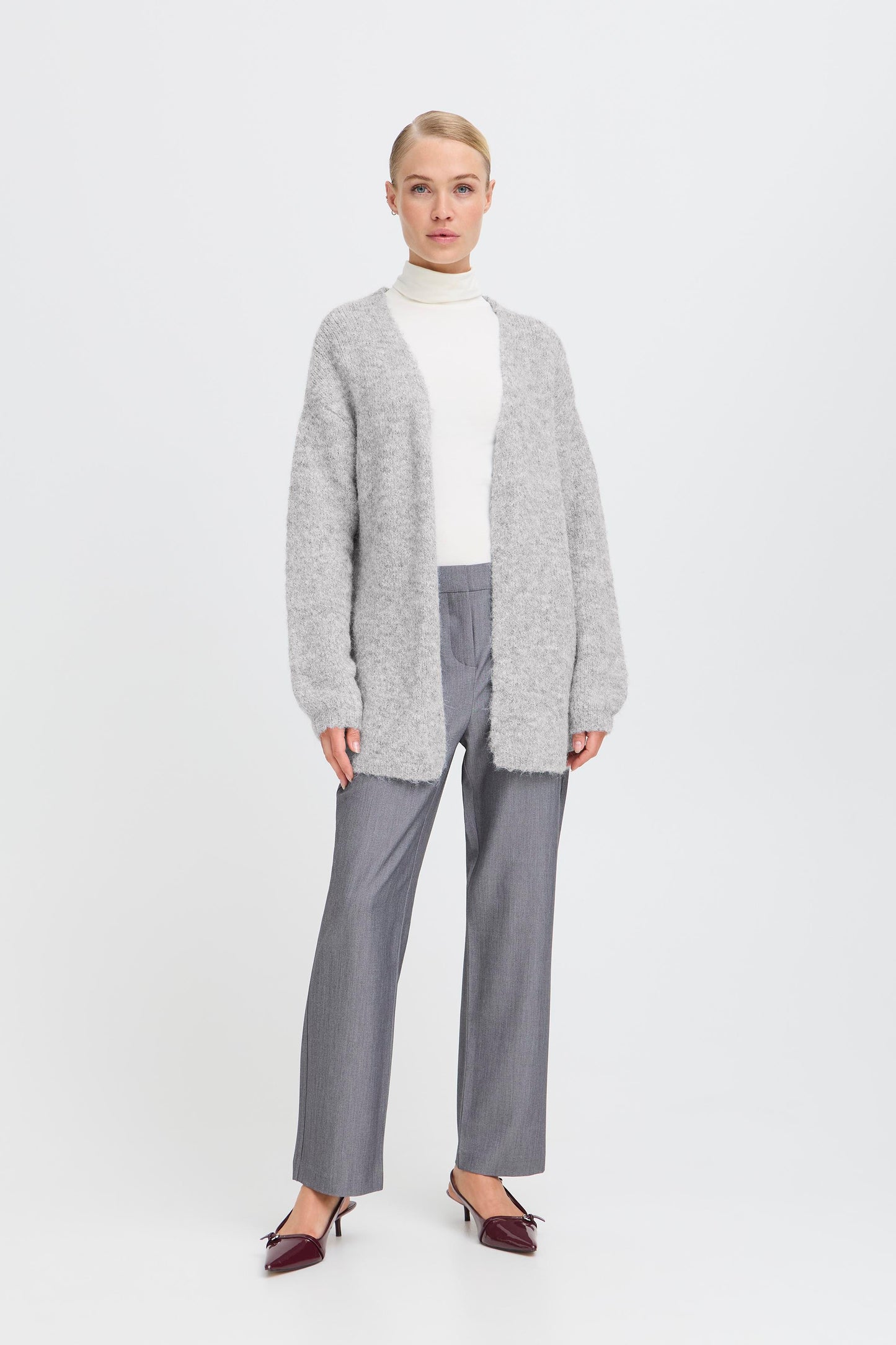 B Young Bymillers Cardigan | Mid Grey Melange