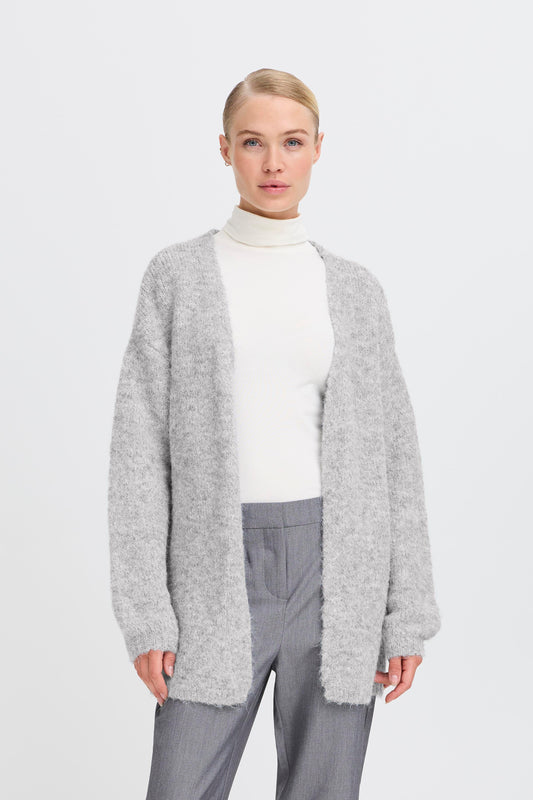 B Young Bymillers Cardigan | Mid Grey Melange