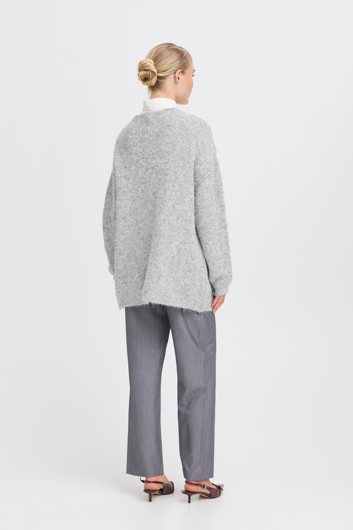 B Young Bymillers Cardigan | Mid Grey Melange