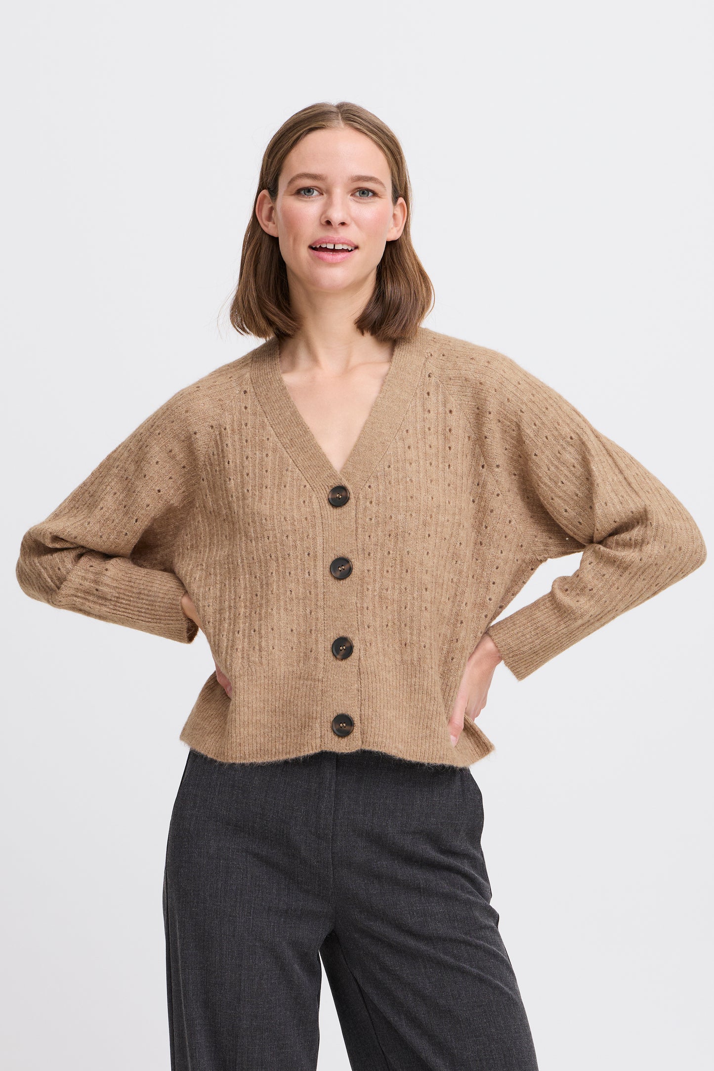 B Young Monna Cardigan | Walnut Melange