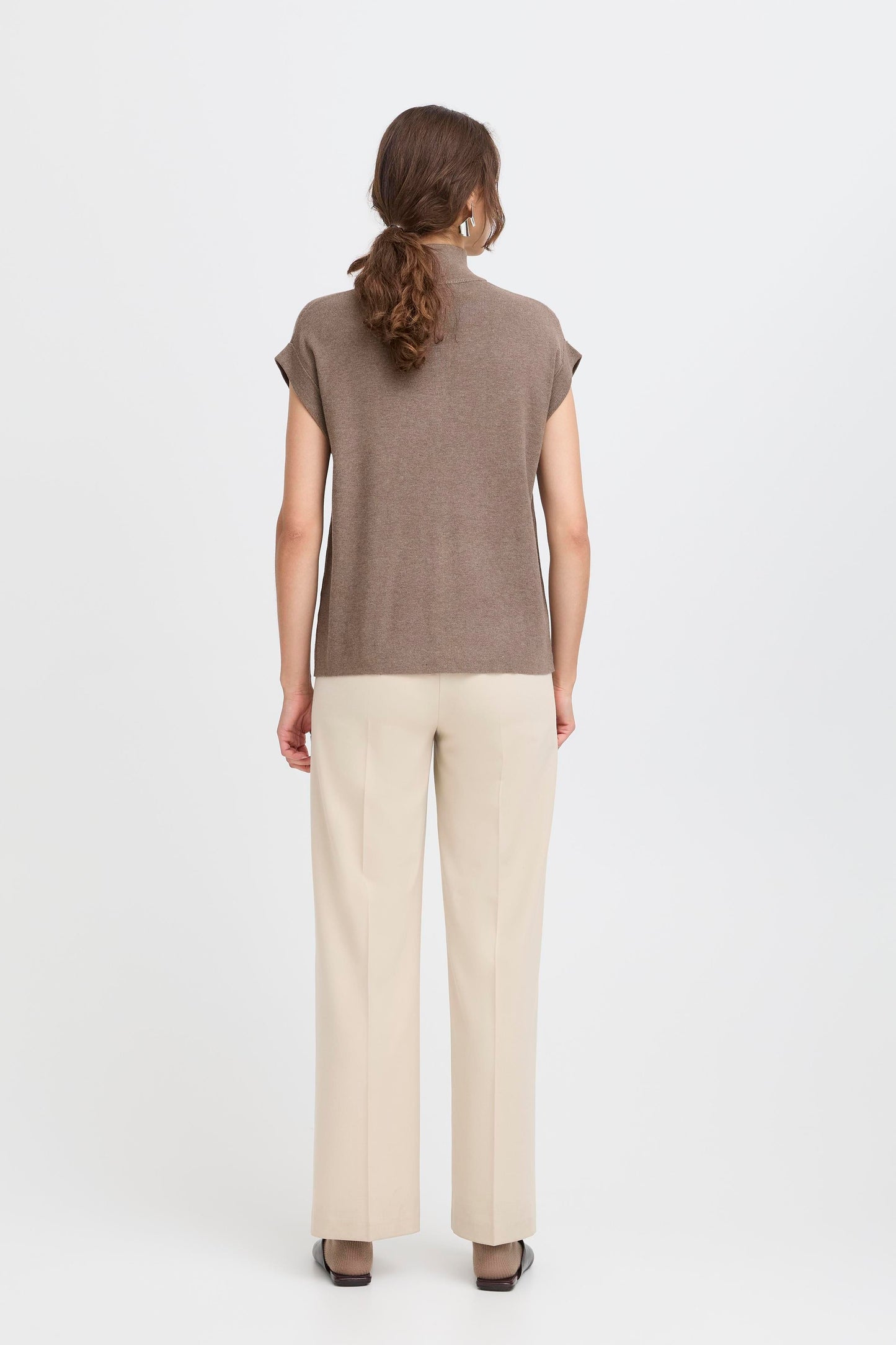 B Young Orla Zipper Vest | Walnut Melange