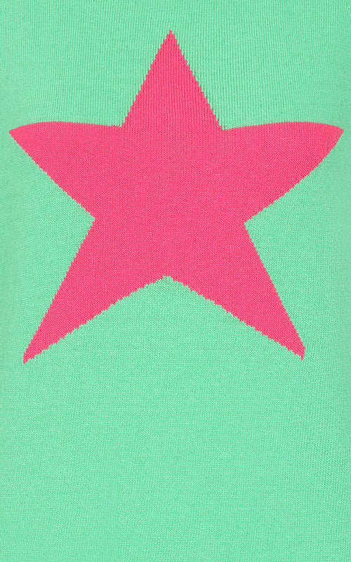 Keira Cashmere Blend Star Jumper | Green & Fuchsia