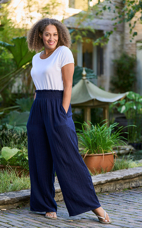 Torino Cotton Double Cloth Trousers | Navy