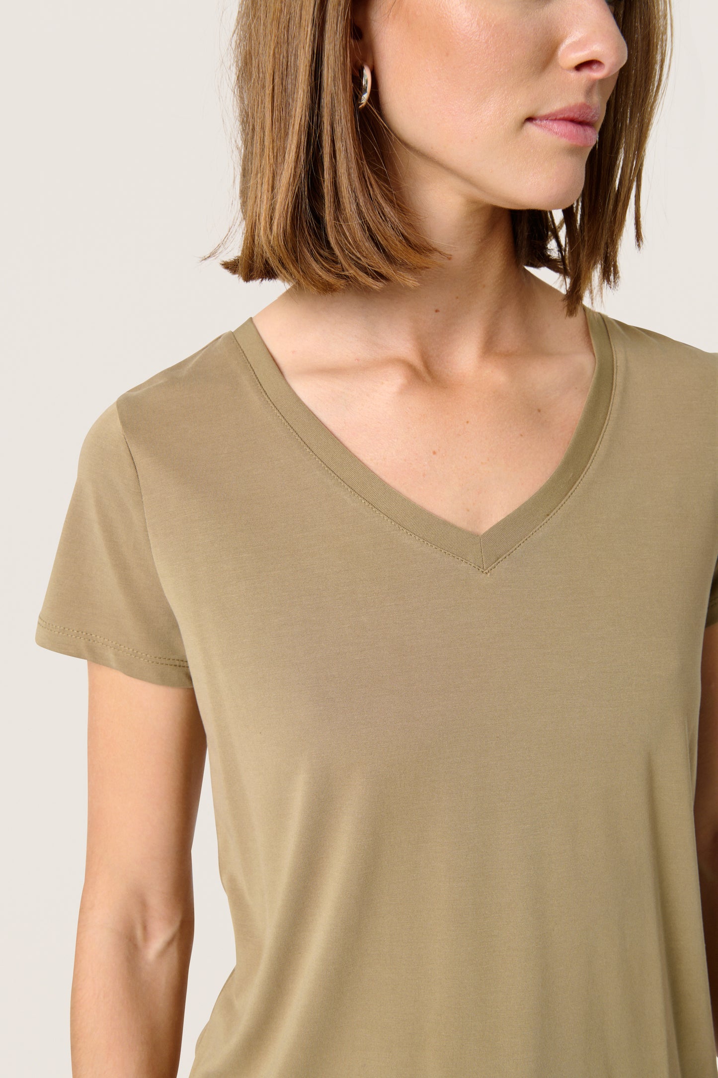 Soaked in Luxury Columbine V-Neck T-Shirt | Covert Green