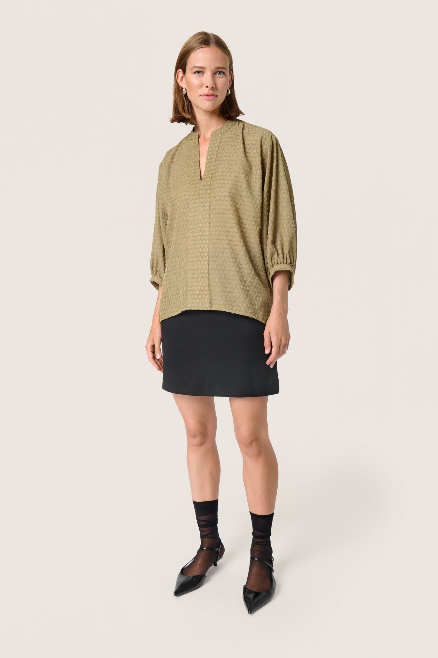 Soaked in Luxury Kettie Amily Blouse | Covert Green