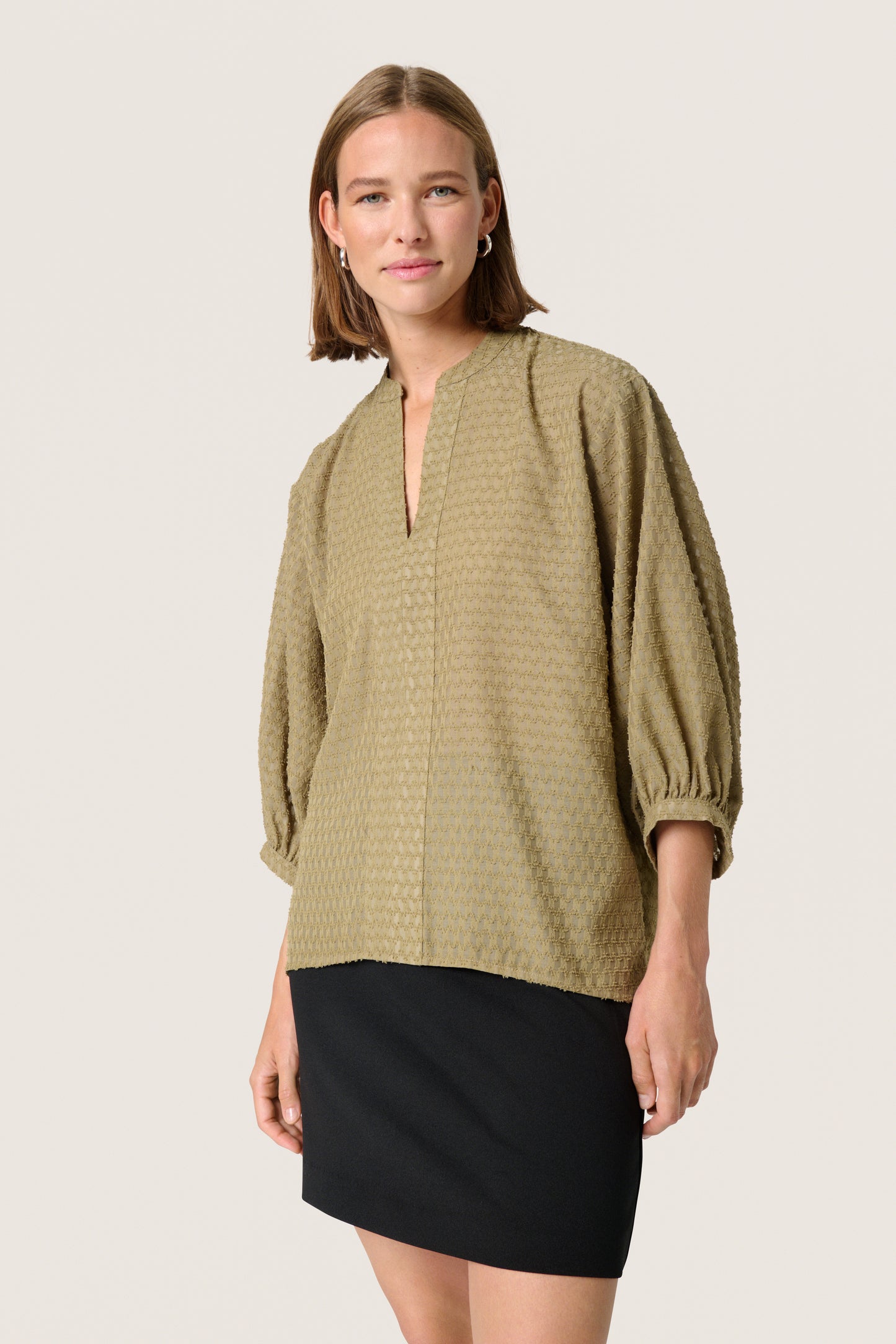 Soaked in Luxury Kettie Amily Blouse | Covert Green