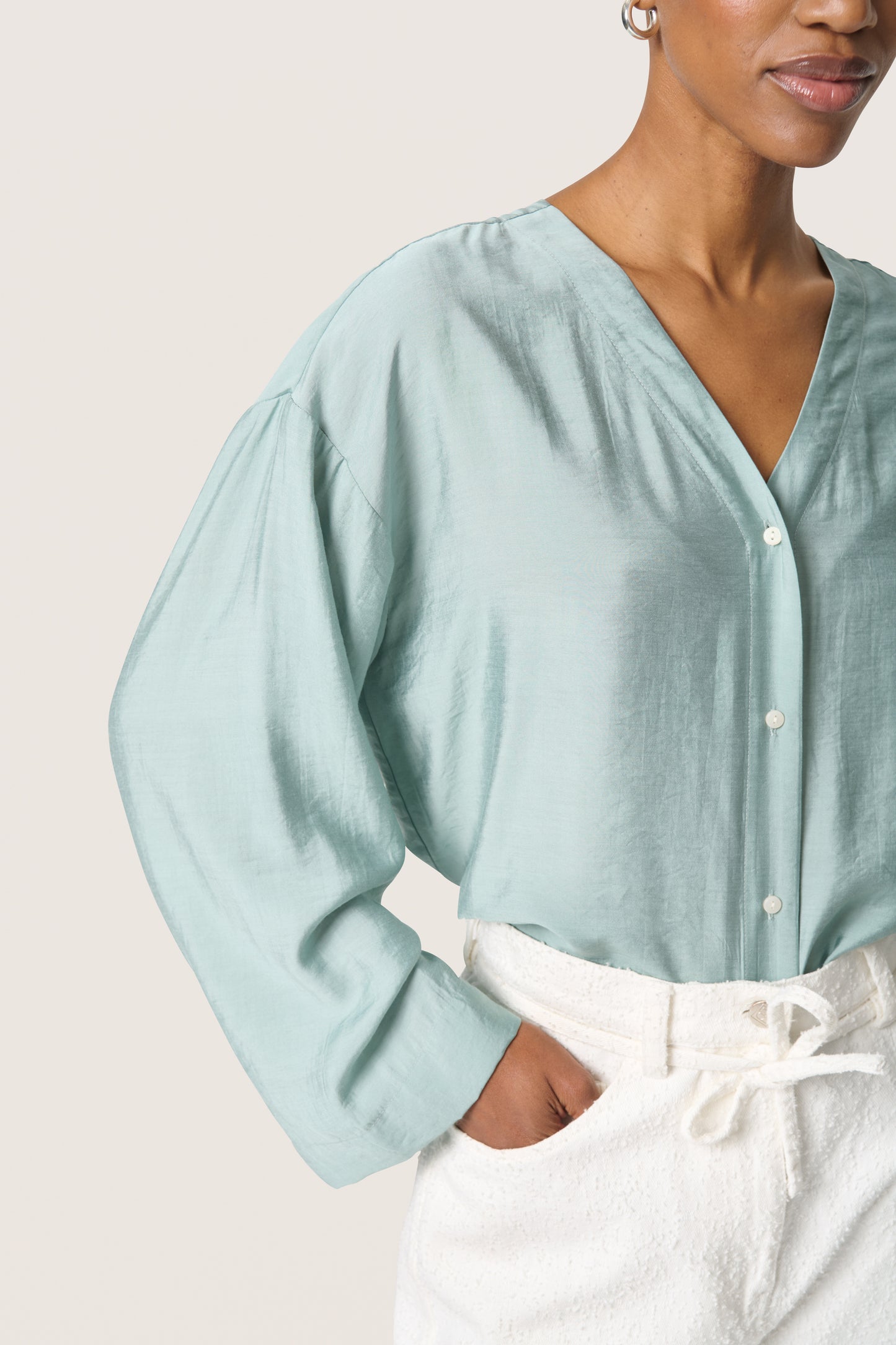 Soaked in Luxury Leodora Shirt Blouse | Silver Blue