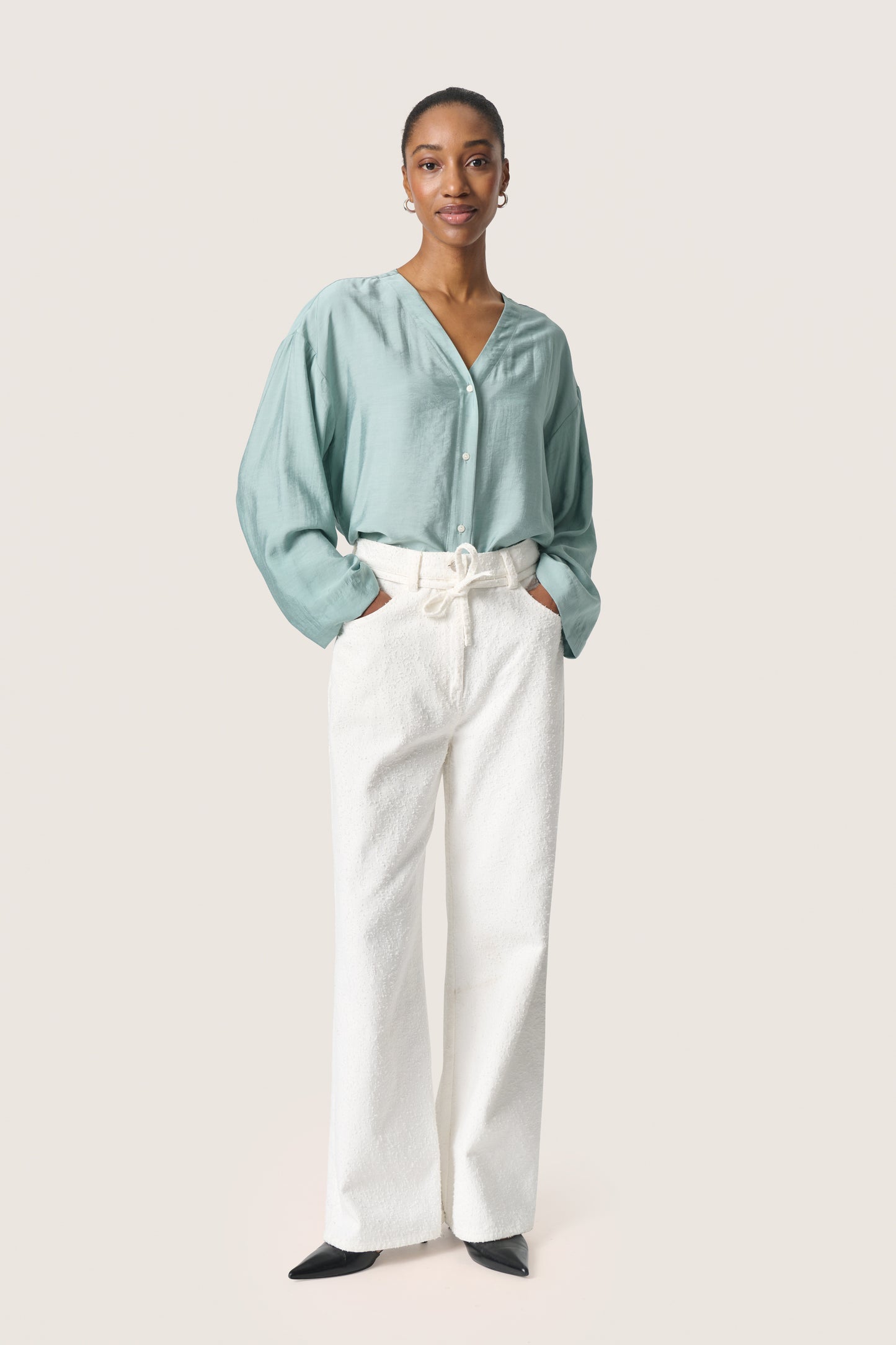 Soaked in Luxury Leodora Shirt Blouse | Silver Blue