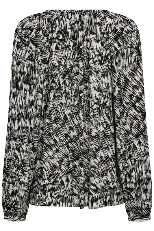 Soaked in Luxury Zaya Spring Blouse | Black Stroke Print