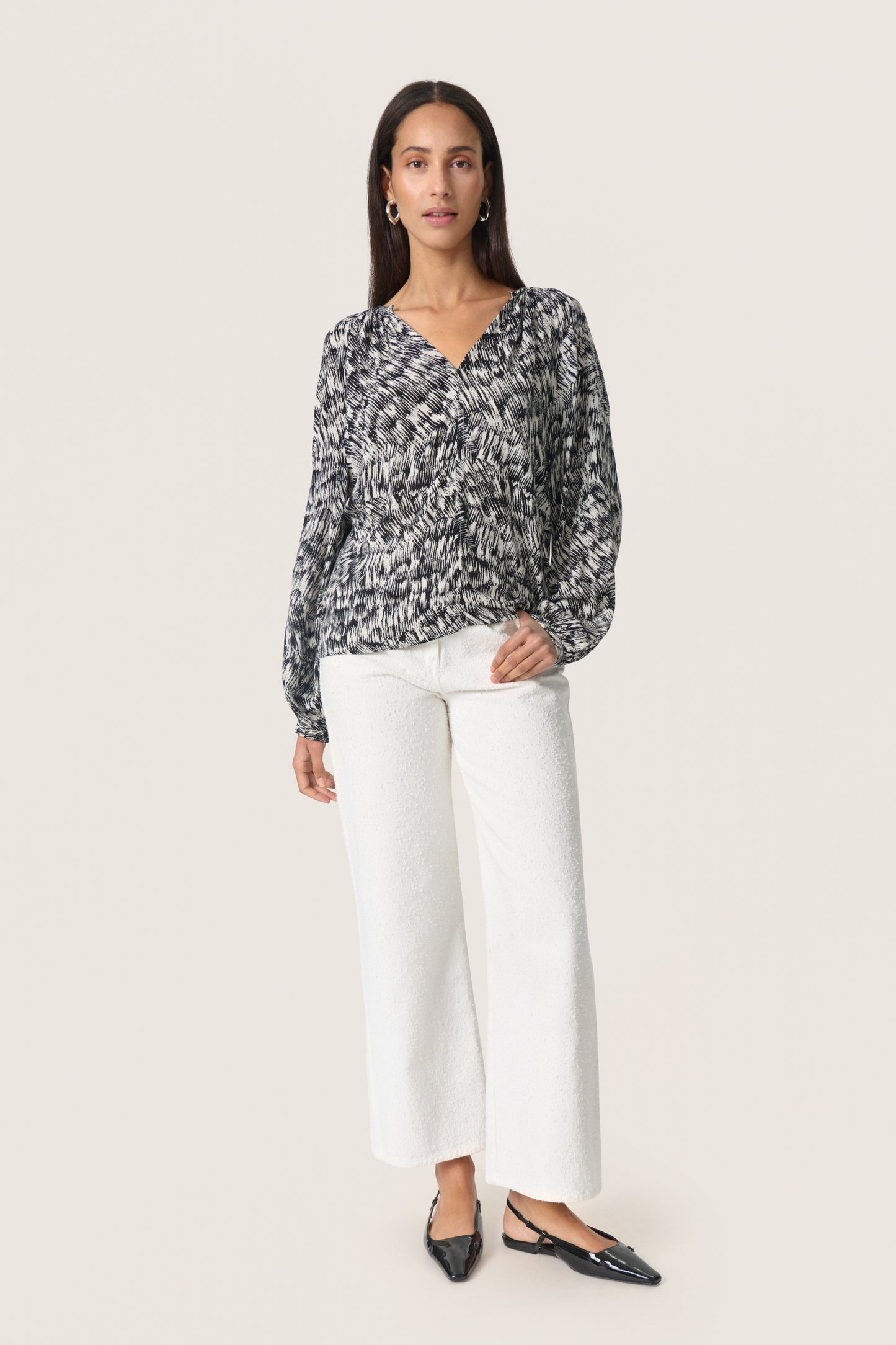 Soaked in Luxury Zaya Spring Blouse | Black Stroke Print
