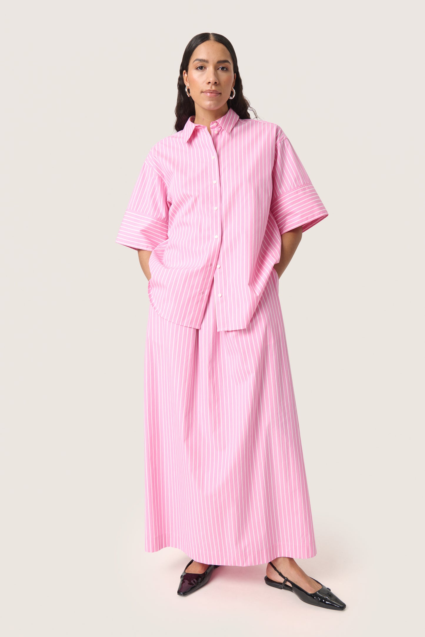 Soaked in Luxury Kaily Shirt | Rose Bloom Stripes