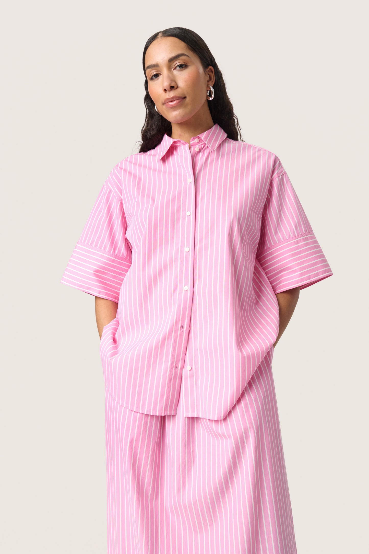Soaked in Luxury Kaily Shirt | Rose Bloom Stripes