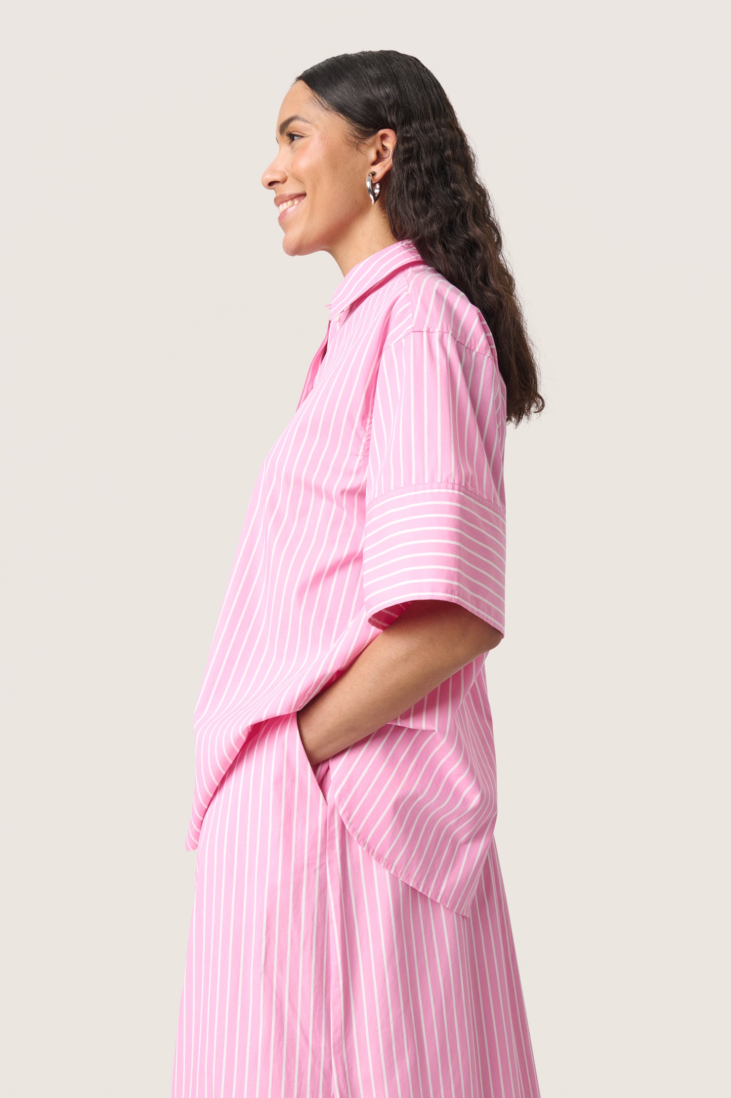 Soaked in Luxury Kaily Shirt | Rose Bloom Stripes