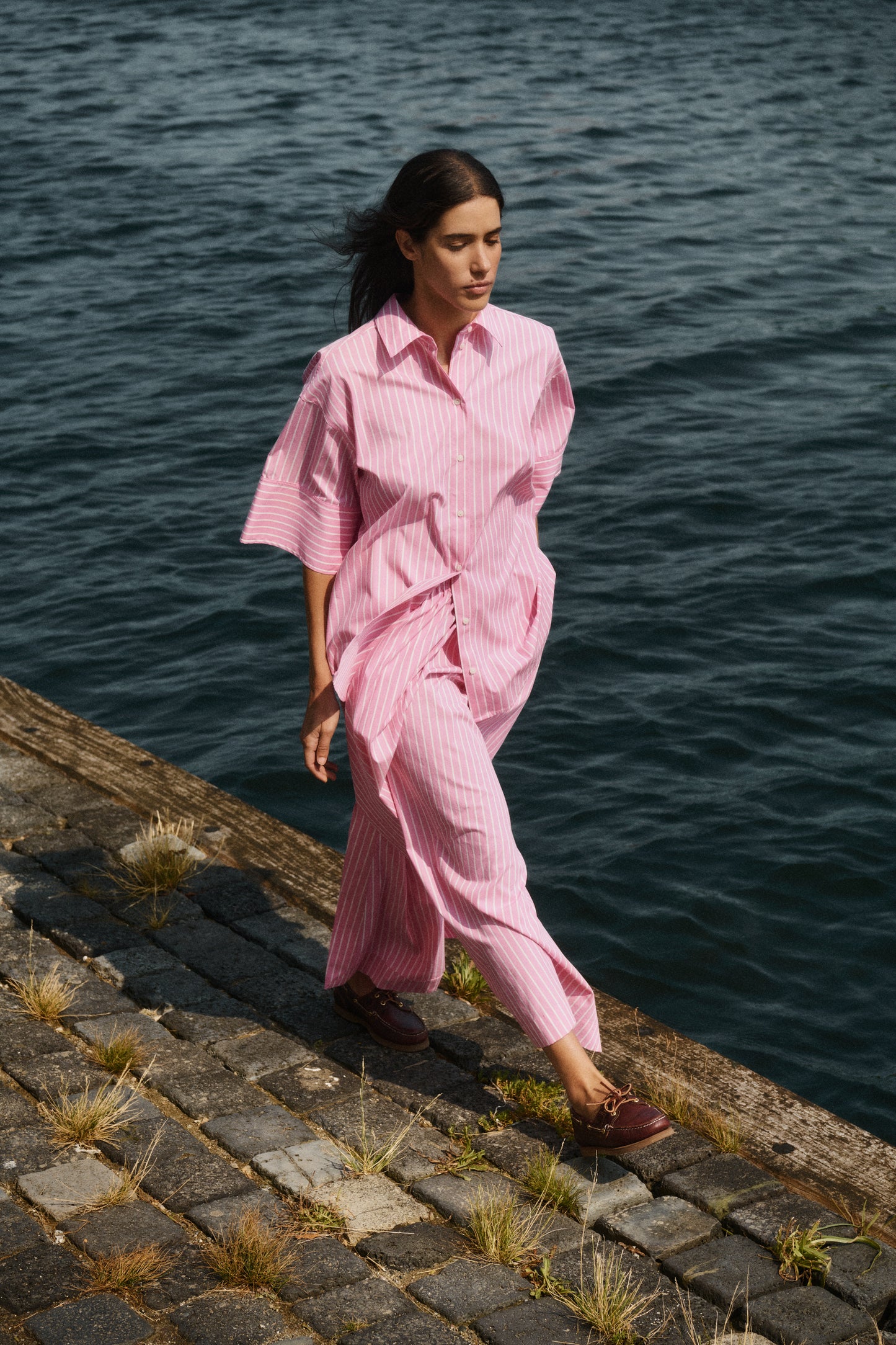 Soaked in Luxury Kaily Shirt | Rose Bloom Stripes