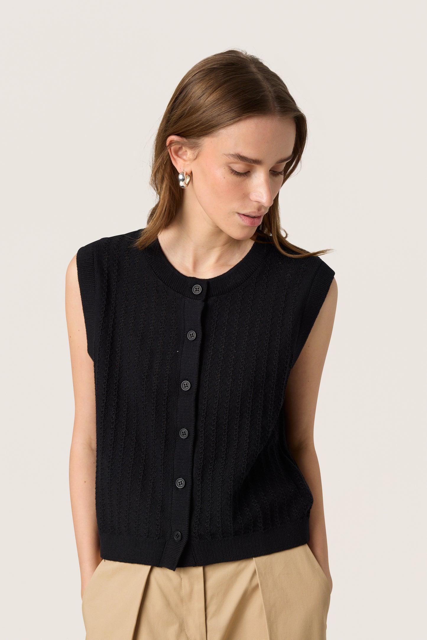 Soaked in Luxury Susanna Knitted Waistcoat | Black