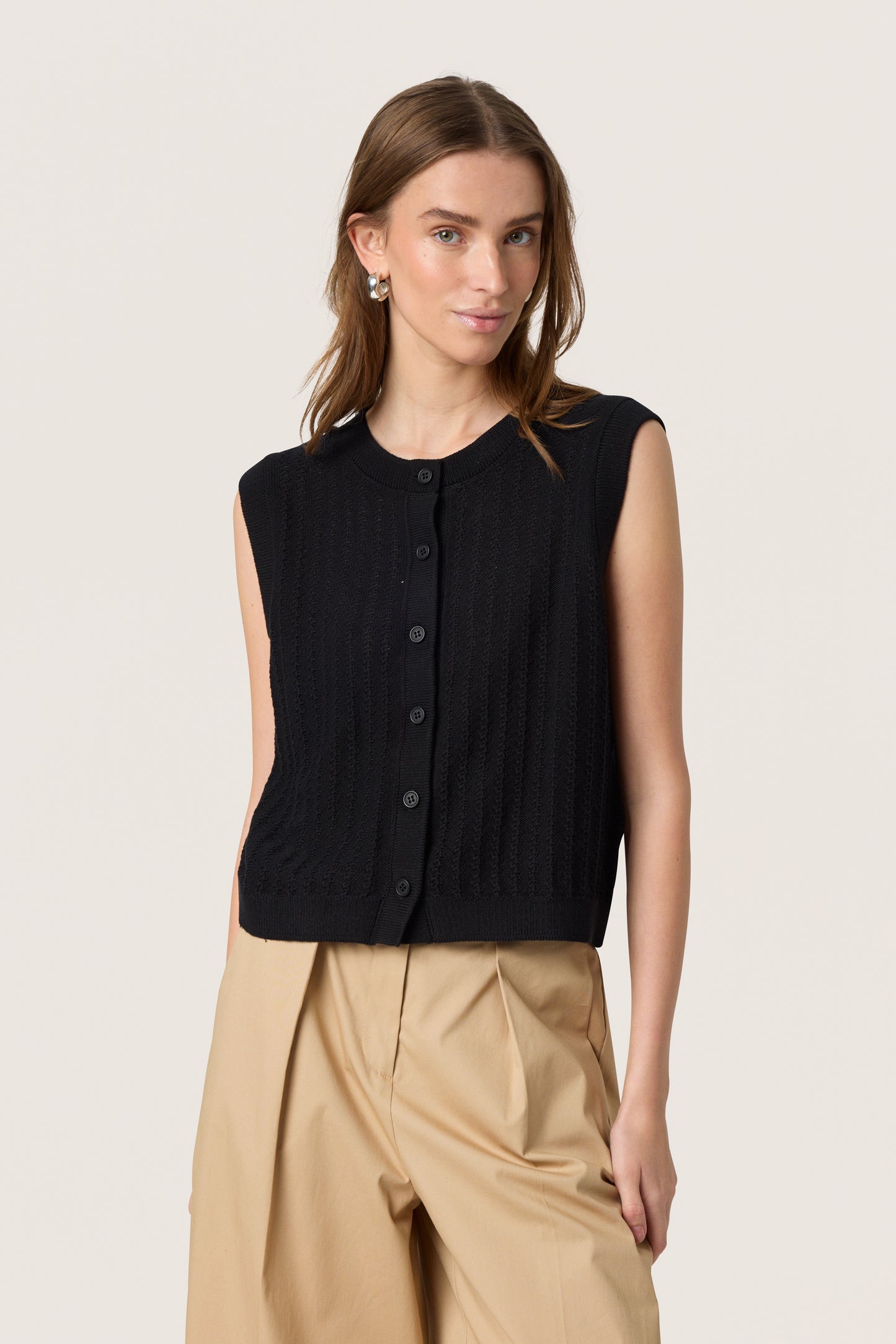 Soaked in Luxury Susanna Knitted Waistcoat | Black