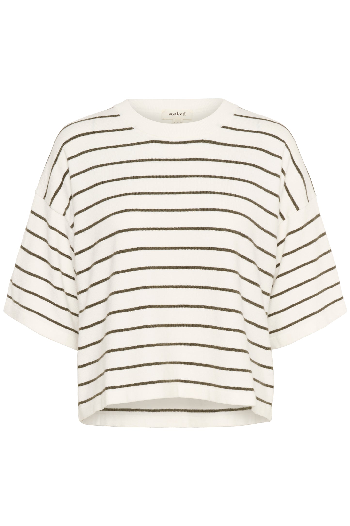 Soaked In Luxury Spina Boxy Pullover | White with Grape Leaf Stripe