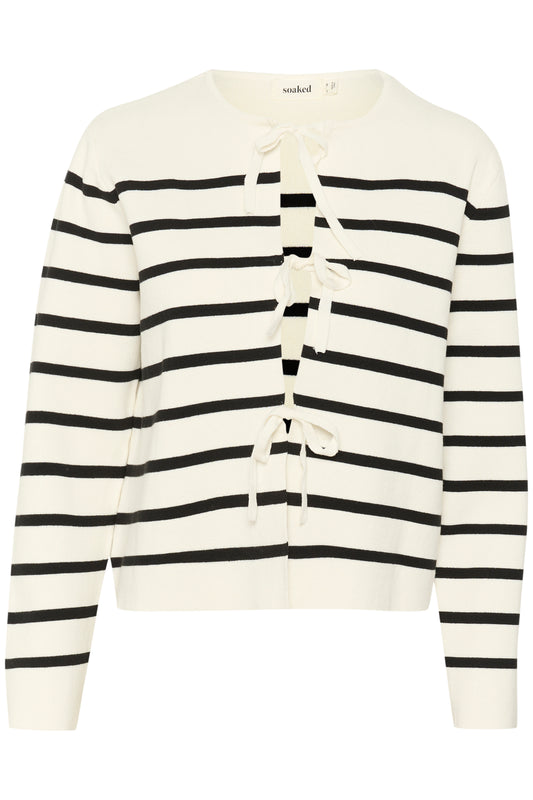 Soaked in Luxury Haven Cardigan | White with Black Stripes