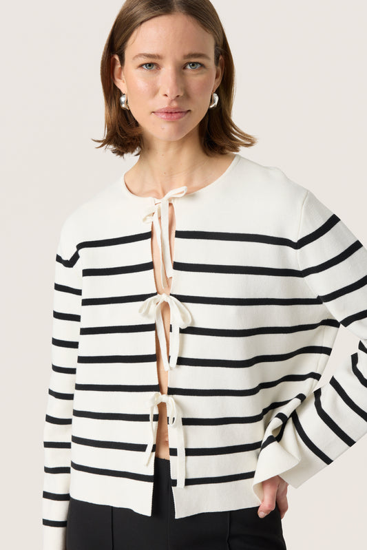 Soaked in Luxury Haven Cardigan | White with Black Stripes
