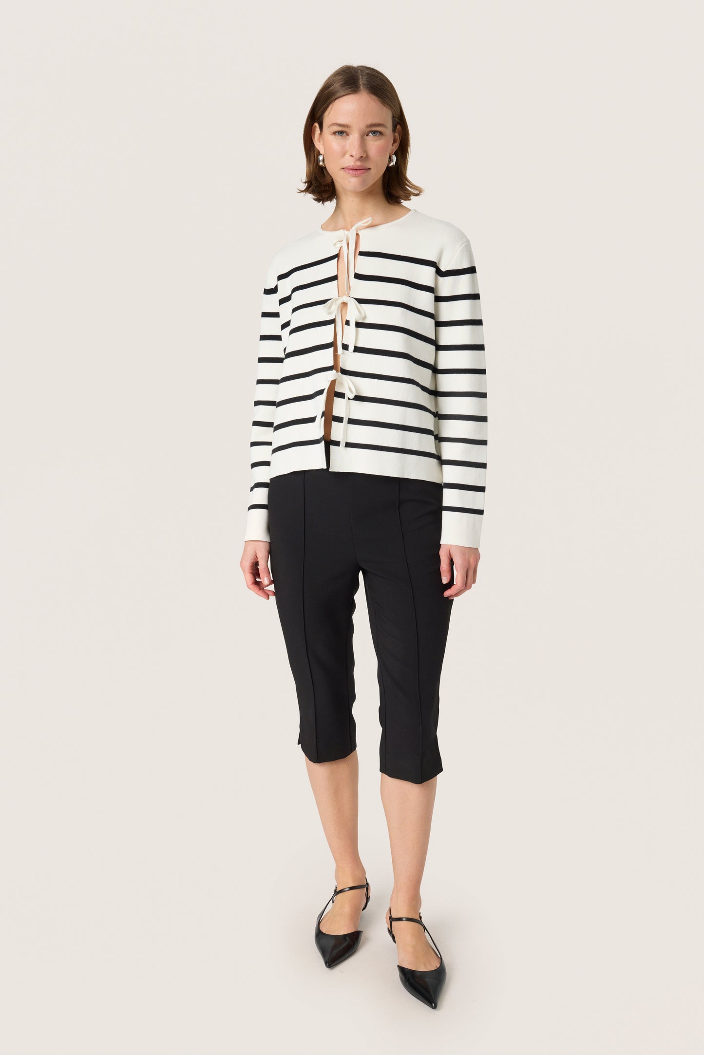 Soaked in Luxury Haven Cardigan | White with Black Stripes