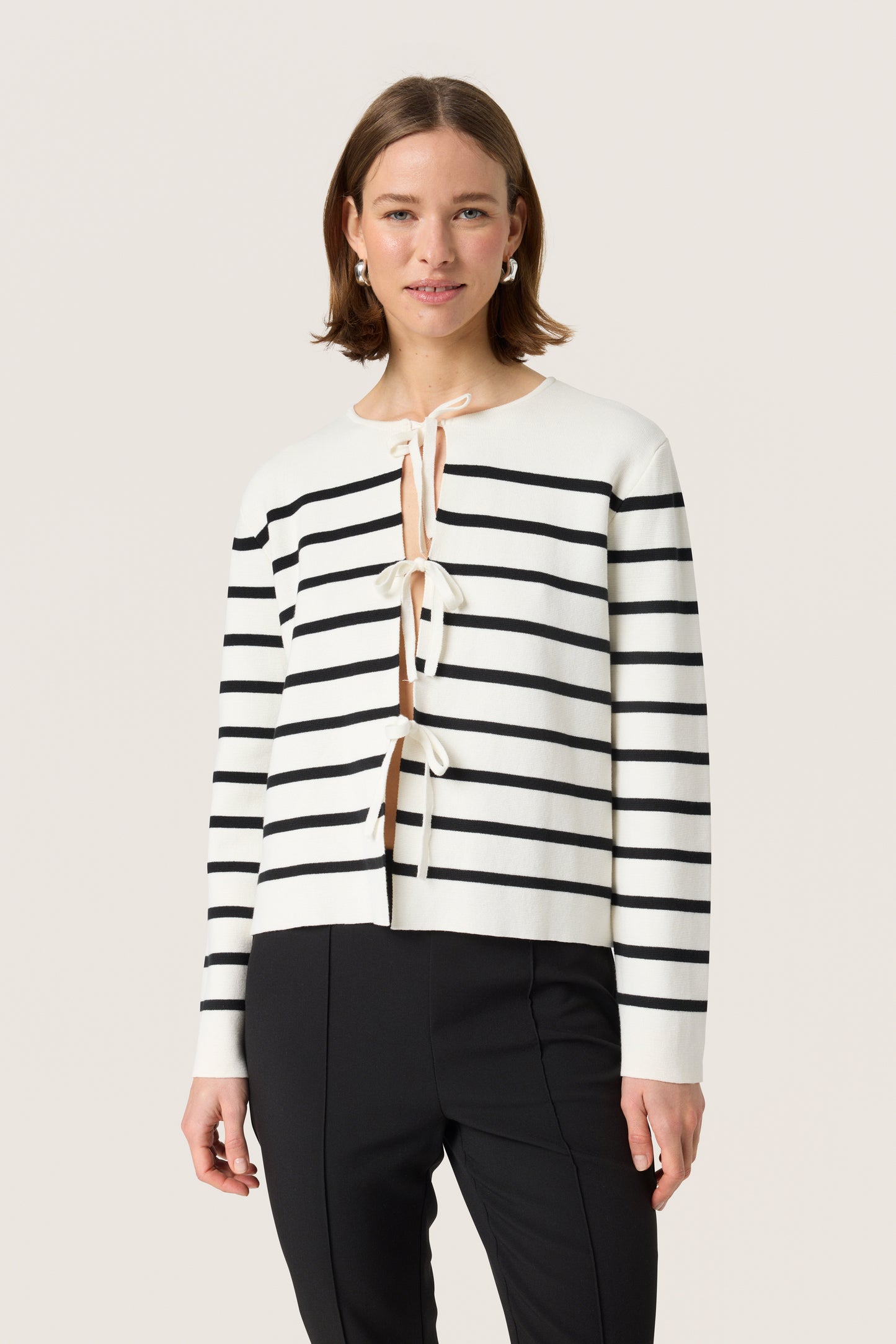 Soaked in Luxury Haven Cardigan | White with Black Stripes