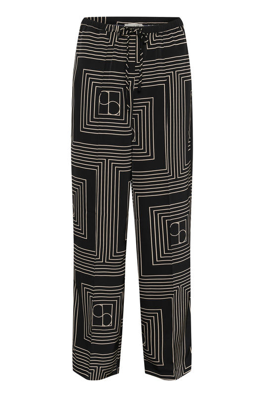 Soaked In Luxury Topaz Faustina Pants | Black With Oatmeal
